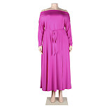 Off Shoulder Long Sleeve Slit Plus Size Dresses NY-10246