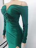 Elegant Slash Neck High Slit Floor Length Evening Dress AIL-228
