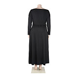 Off Shoulder Long Sleeve Slit Plus Size Dresses NY-10246