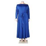 Off Shoulder Long Sleeve Slit Plus Size Dresses NY-10246