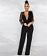 Sexy Deep V One Shoulder Mesh Patchwork Jumpsuit JZH-8119
