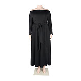 Off Shoulder Long Sleeve Slit Plus Size Dresses NY-10246