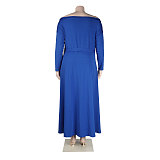 Off Shoulder Long Sleeve Slit Plus Size Dresses NY-10246