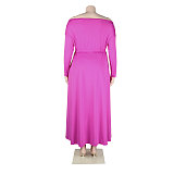 Off Shoulder Long Sleeve Slit Plus Size Dresses NY-10246