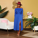 Off Shoulder Long Sleeve Slit Plus Size Dresses NY-10246