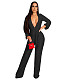 Casual Pleated High Elastic Belt Lapel Jumpsuit BS-1321