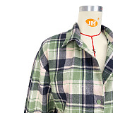 Button Up Casual Vintage Plaid Blouse Shirt Dresses ASL-6611