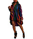Colorful Stripe Print Loose Irregular Shirt Dresses ZAND-31255