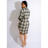 Button Up Casual Vintage Plaid Blouse Shirt Dresses ASL-6611