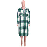 Classic Plaid Single-breasted Cotton Long Shirts SH-390410