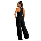 Tank Bodysuit and Hole Straight Pants 2 Piece Set YF-10294