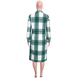 Classic Plaid Single-breasted Cotton Long Shirts SH-390410