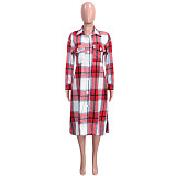Classic Plaid Single-breasted Cotton Long Shirts SH-390410