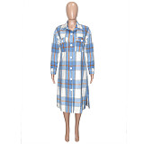 Classic Plaid Single-breasted Cotton Long Shirts SH-390410