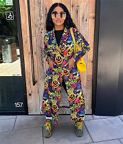 Autumn Streetwear Chic Graffiti Print Long Overcoat SH-390417