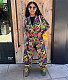 Autumn Streetwear Chic Graffiti Print Long Overcoat SH-390417