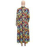 Autumn Streetwear Chic Graffiti Print Long Overcoat SH-390417