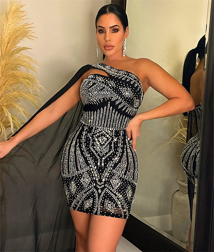 Sexy Diamond Luxury Gowns Cape Sleeve Party Dress SH-390418