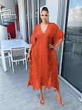 Fringe Tassel Knitted Crochet V Neck Loose Dresses TR-1226