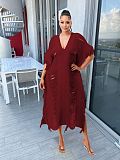 Fringe Tassel Knitted Crochet V Neck Loose Dresses TR-1226
