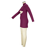 Cut Out High Waist Turtleneck Bodycon Mini Dresses JLY-19463
