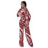 Elegant Lace Up Crop Shirts Top Wide Leg Pants Suit NY-7293