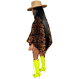 Streetwear Velvet Leopard Print Loose Irregular Blouse TE-4480