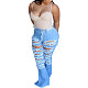 Tear Burr Hem Denim Trumpet Jeans MEM-8278
