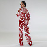 Elegant Lace Up Crop Shirts Top Wide Leg Pants Suit NY-7293