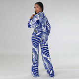 Elegant Lace Up Crop Shirts Top Wide Leg Pants Suit NY-7293