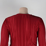 Pleated Loose Blouse Crop Top Wide Leg Pants Outfits NY-9043