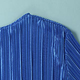 Pleated Loose Blouse Crop Top Wide Leg Pants Outfits NY-9043