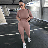 Fitness Crop Tops T Shirt Leggings Pants Two Piece Set HX-2054