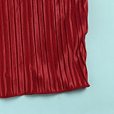 Pleated Loose Blouse Crop Top Wide Leg Pants Outfits NY-9043