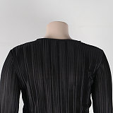 Pleated Loose Blouse Crop Top Wide Leg Pants Outfits NY-9043