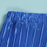 Pleated Loose Blouse Crop Top Wide Leg Pants Outfits NY-9043