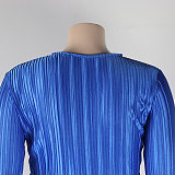 Pleated Loose Blouse Crop Top Wide Leg Pants Outfits NY-9043