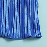 Pleated Loose Blouse Crop Top Wide Leg Pants Outfits NY-9043
