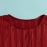 Pleated Loose Blouse Crop Top Wide Leg Pants Outfits NY-9043