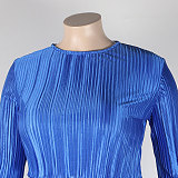 Pleated Loose Blouse Crop Top Wide Leg Pants Outfits NY-9043