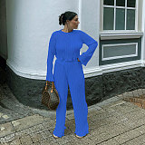Pleated Loose Blouse Crop Top Wide Leg Pants Outfits NY-9043