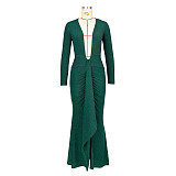 Sexy Deep V Cleavage Long Sleeve Party Dresses ASL-6616