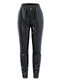 5XL Plus Size Elastic Black PU Leather Pants TB-5591