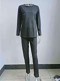 Simple Solid Long Sleeve T Shirt Casual Pants Set HX-088