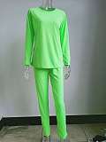 Simple Solid Long Sleeve T Shirt Casual Pants Set HX-088