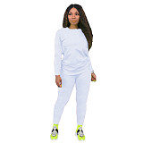 Simple Solid Long Sleeve T Shirt Casual Pants Set HX-088