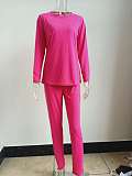 Simple Solid Long Sleeve T Shirt Casual Pants Set HX-088