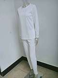 Simple Solid Long Sleeve T Shirt Casual Pants Set HX-088