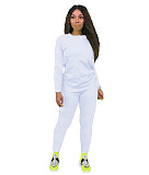 Simple Solid Long Sleeve T Shirt Casual Pants Set HX-088