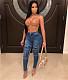 Decorative Pocket High Waist Elastic Slim Fit Jeans HSF-2058